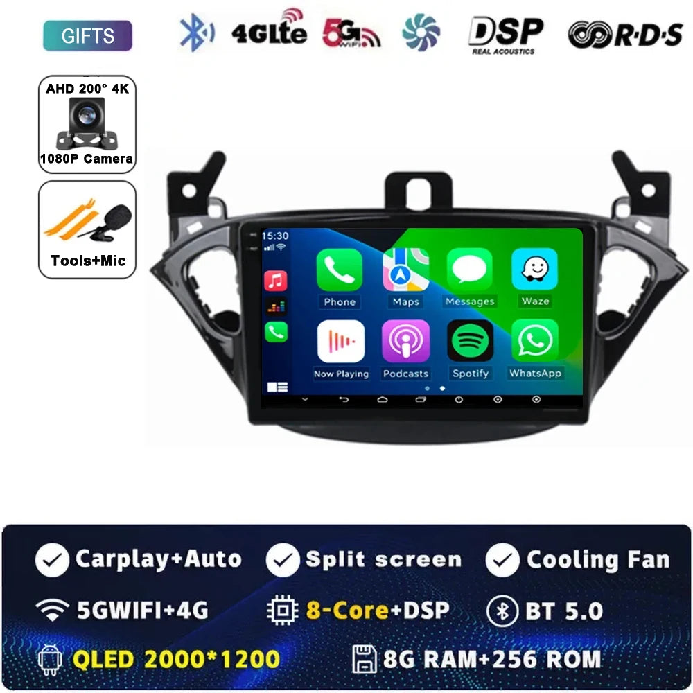 Carplay 2 Din Android 15 Car Radio Audio Multimedia For Opel Corsa E 2014 2015 - 2019 GPS Navigation Auto Stereo Monitor BT WIFI