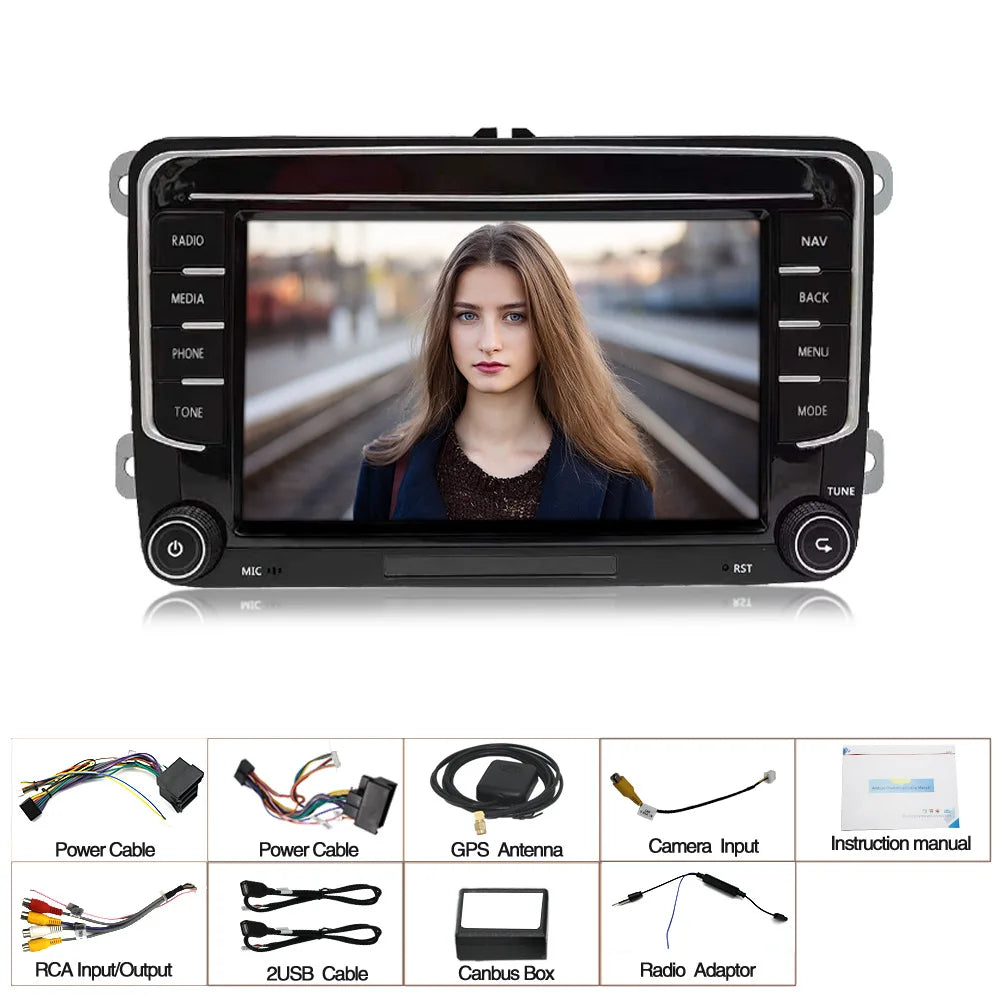 Carplay 2 Din Android 12 Car Radio GPS For VW  Volkswagen Skoda Octavia golf 5 6 touran passat B6 polo Jetta 2Din Radio