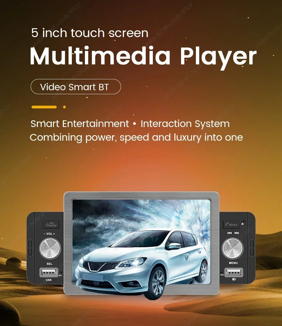 1din Car Play Android Auto Radio Multimedia Video Player 5inch Touch Screen Automotive Intelligent System Rear View Camera Input