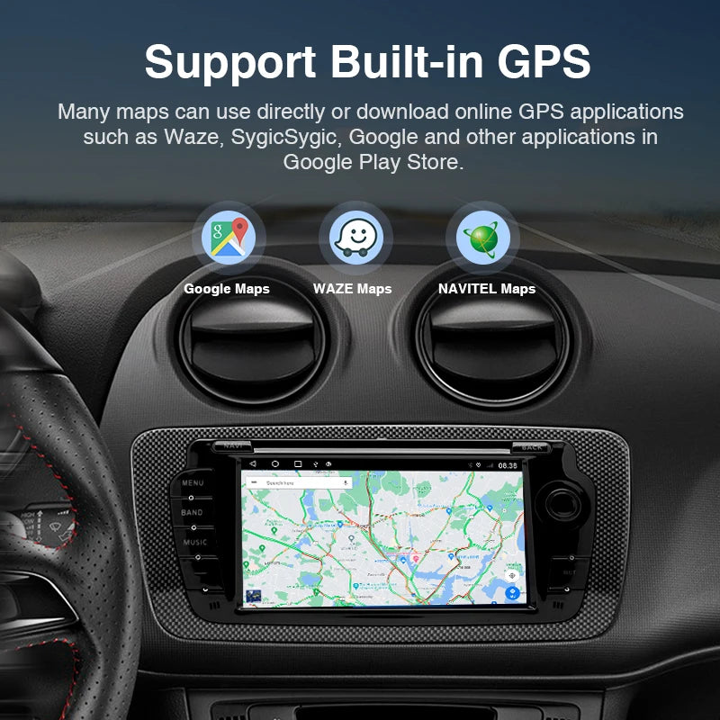 2 Din Car Radio for Seat Ibiza 2009-2013 Audio Multimedia Player CarPlay Android Auto GPS Bluetooth WIFI FM RDS Autoradio