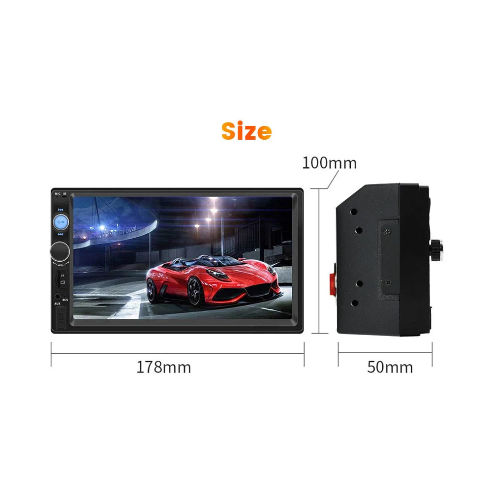 2DIN 7inch Touchscreen Car Radio With CarPlay Android Auto Rearview Camera Multimedia Video Player Supporting BT AUX FM/AM USB