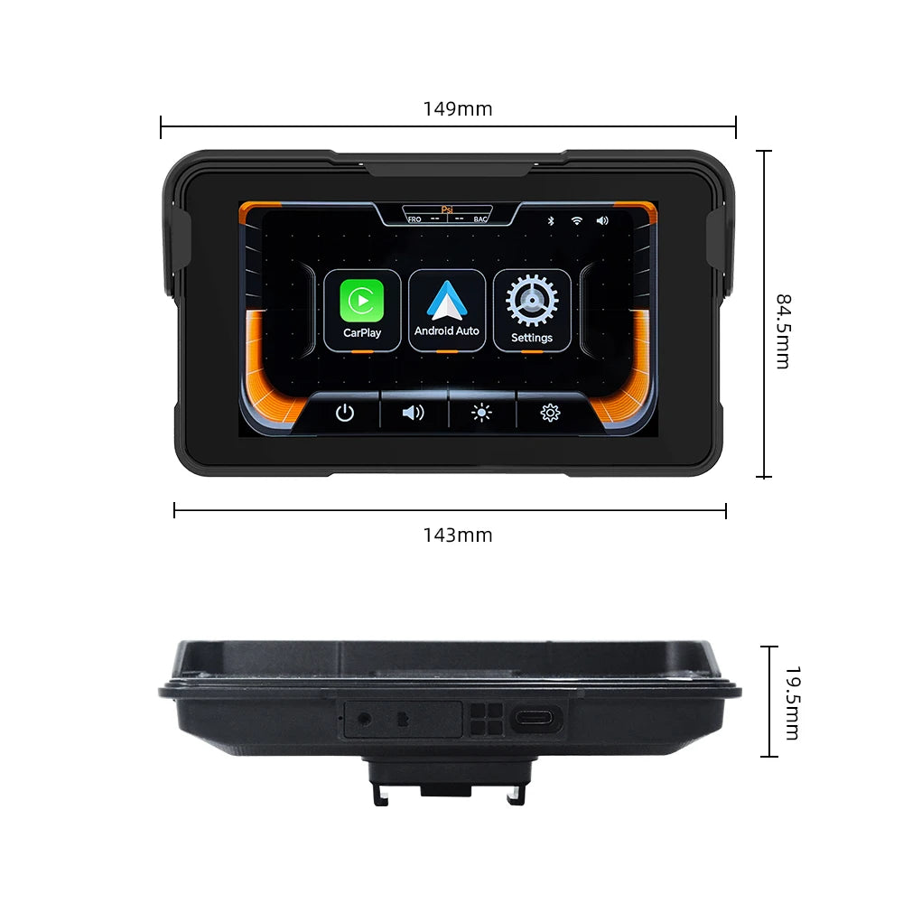 EKIY 5.0 inch Wireless CarPlay Moto Android Auto Portable Digital Motorcycle Dashboard GPS Motorcycle Navigation Display Screen