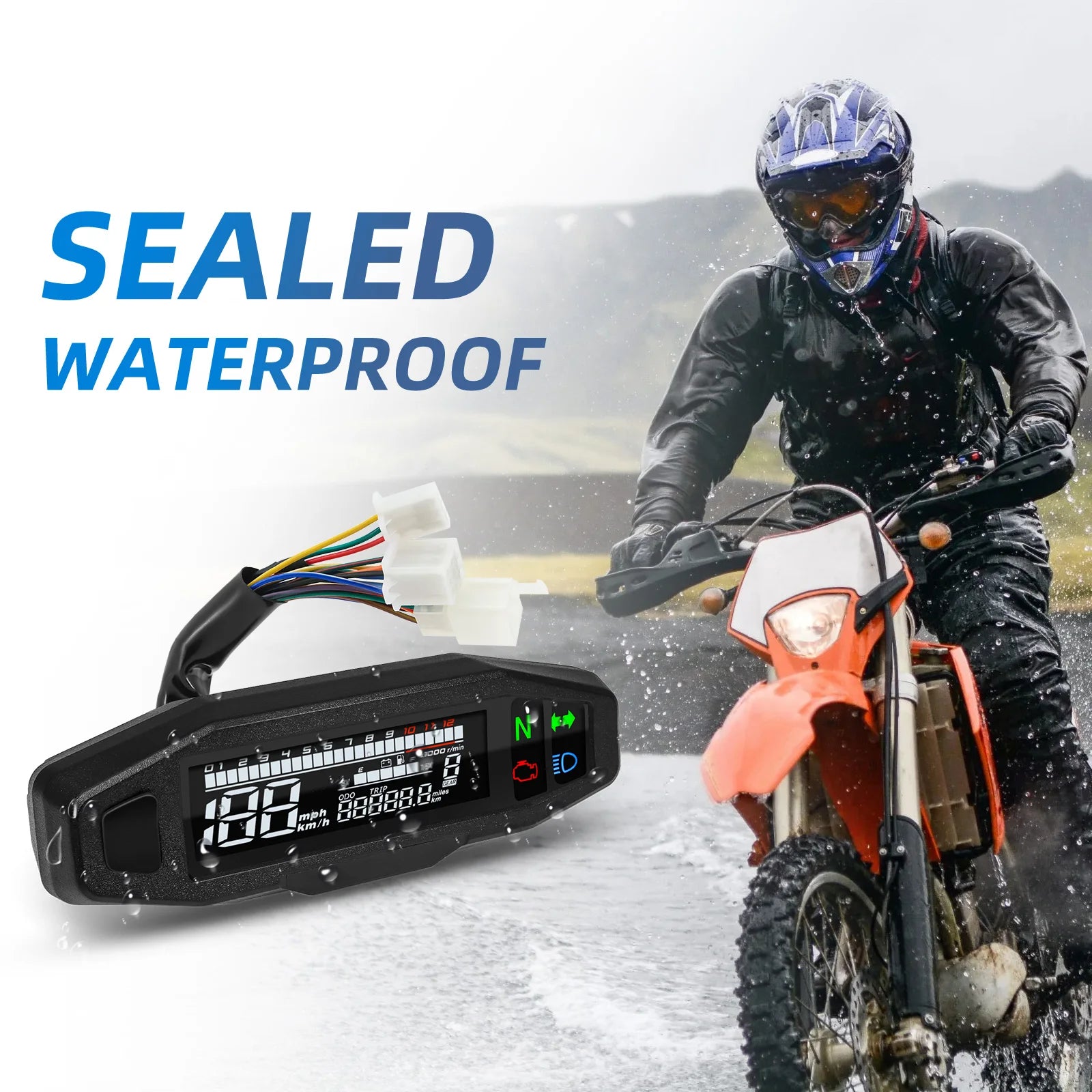 Universal Digital Motorcycle Speedometer Moto Meter Digital Tachometer Odometer Instrument Sensor Speed Gauge Tacho RPM Meter