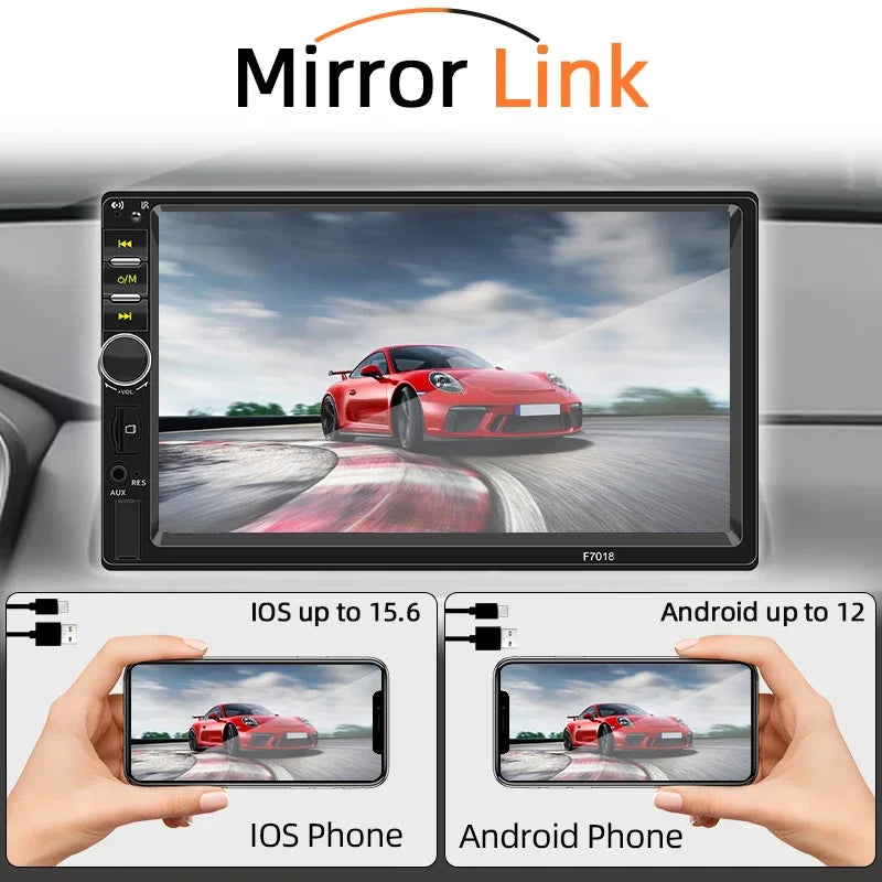 Car Radio 1 Din 7“ Carplay Android Auto Universal Multimedia Autoradio Player HD Touch Screen FM AUX Input Bluetooth MirrorLink