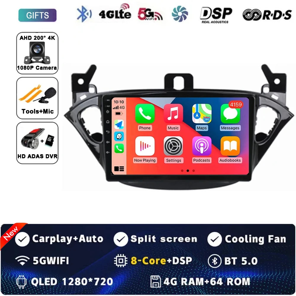 Carplay 2 Din Android 15 Car Radio Audio Multimedia For Opel Corsa E 2014 2015 - 2019 GPS Navigation Auto Stereo Monitor BT WIFI