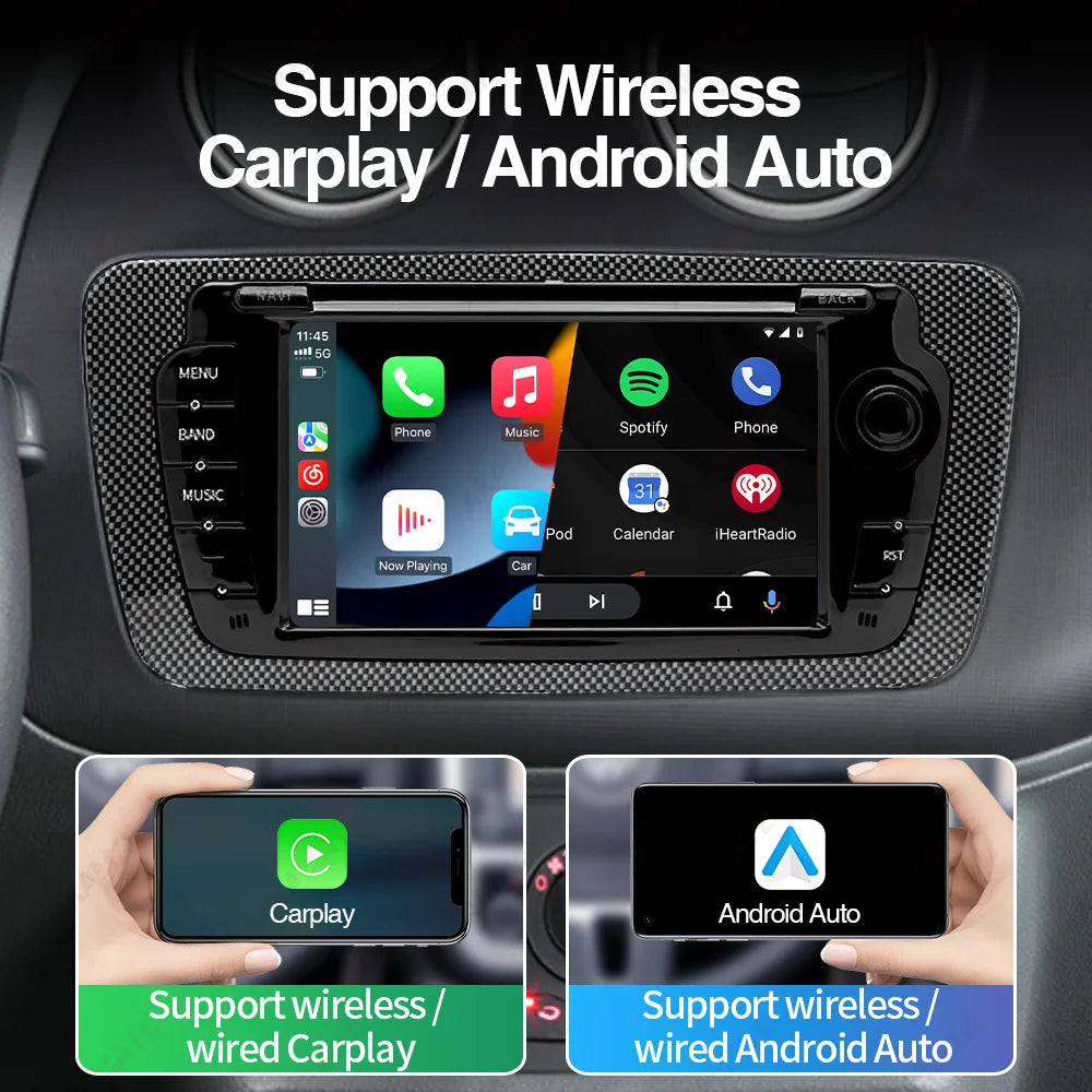 2 Din Car Radio for Seat Ibiza 2009-2013 Audio Multimedia Player CarPlay Android Auto GPS Bluetooth WIFI FM RDS Autoradio