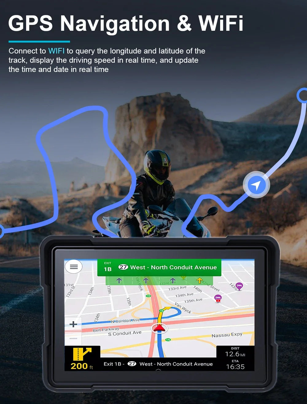 Wireless CarPlay Moto 5 inch Portable Digital Motorcycle Dashboard GPS Navigation Display Screen Android Auto Monitor