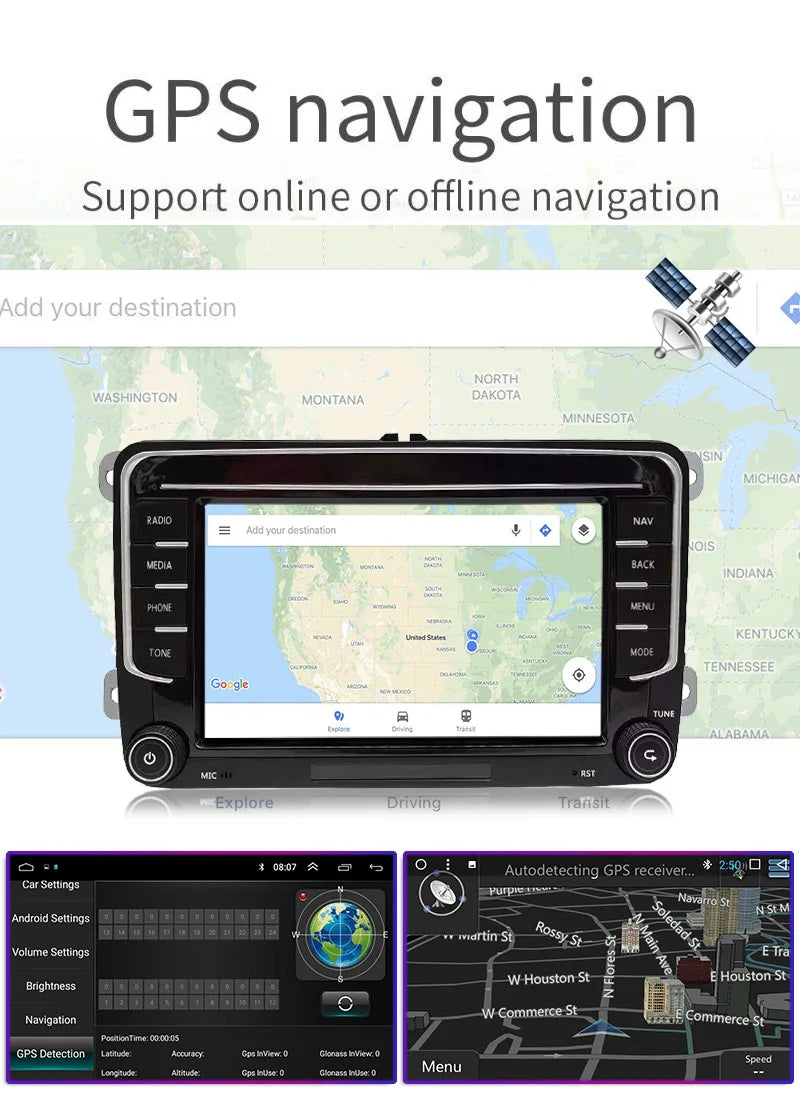 Carplay 2 Din Android 12 Car Radio GPS For VW  Volkswagen Skoda Octavia golf 5 6 touran passat B6 polo Jetta 2Din Radio