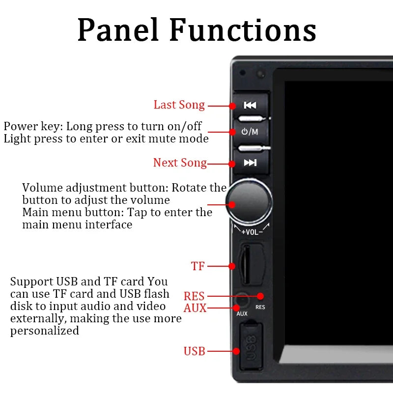 Car Radio 1 Din 7“ Carplay Android Auto Universal Multimedia Autoradio Player HD Touch Screen FM AUX Input Bluetooth MirrorLink